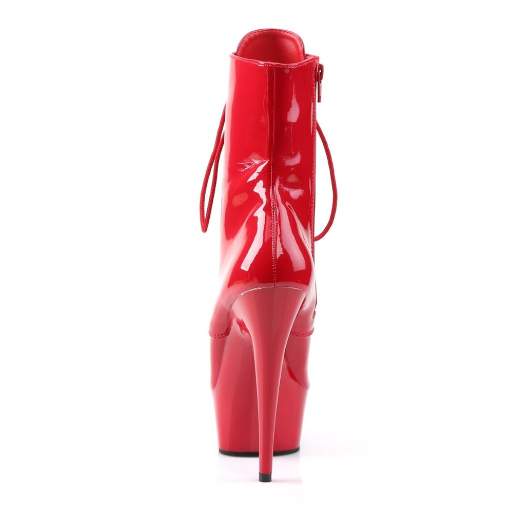 Pleaser Delight 1020 High Heel Platform Boots - Red Patent - Picture 4 of 5